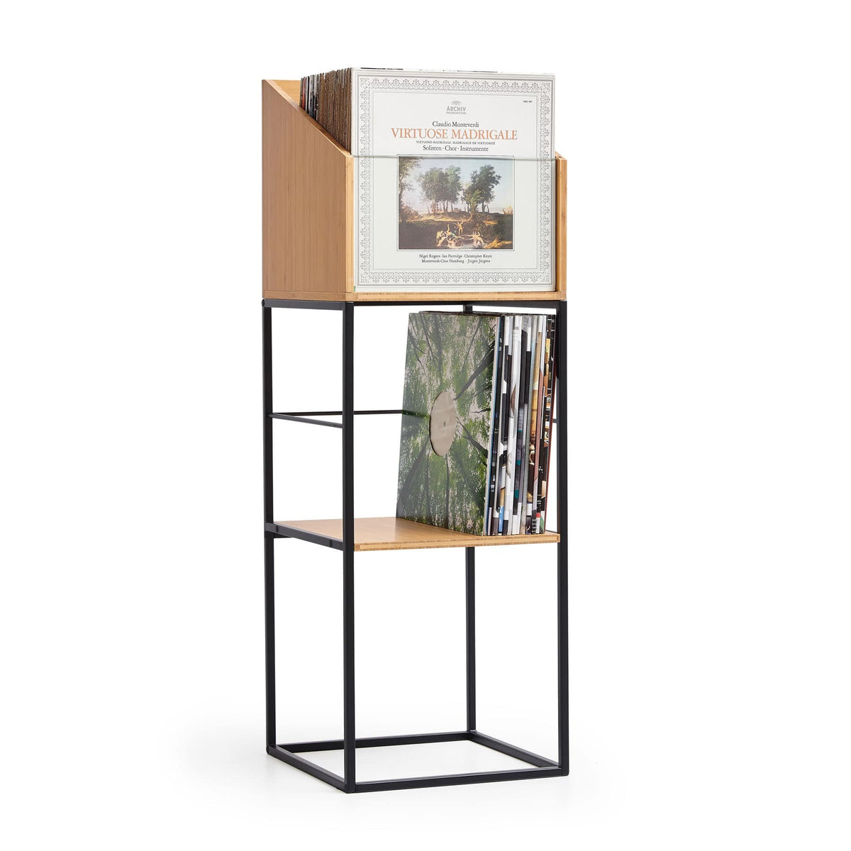 Norstone Vinyl LP Stand, con i dischi in esposizione