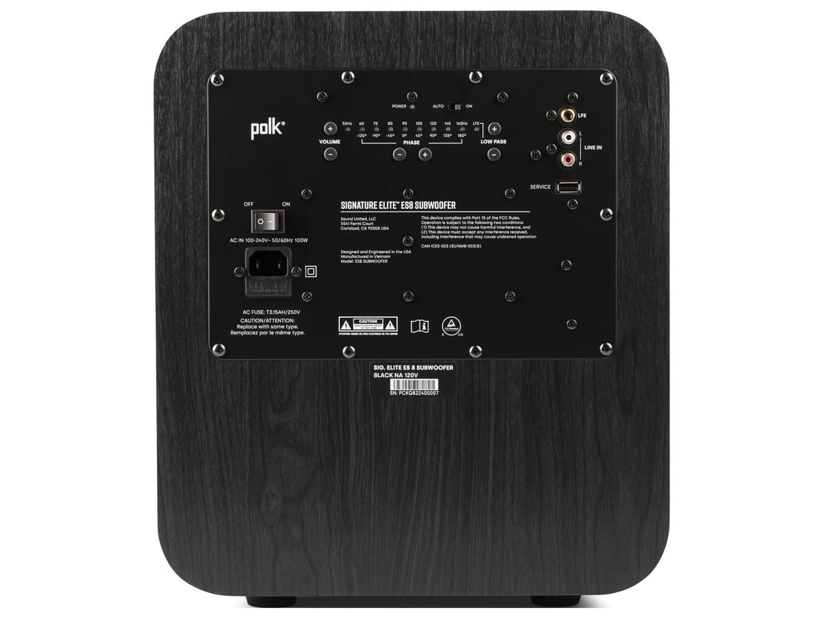 Polk Audio Signature Elite ES08 Subwoofer, vista posteriore