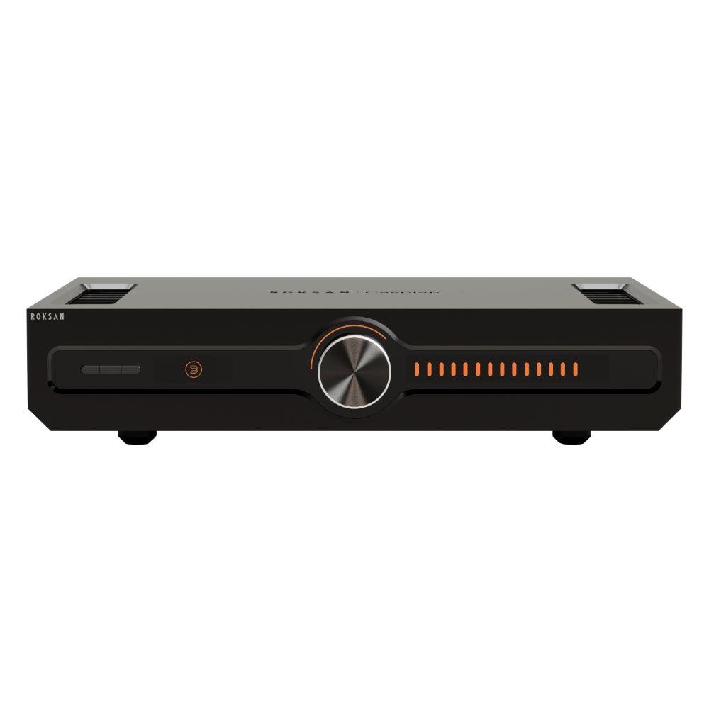 Roksan Caspian 4G Streaming Amplifier, finitura nera, vista frontale