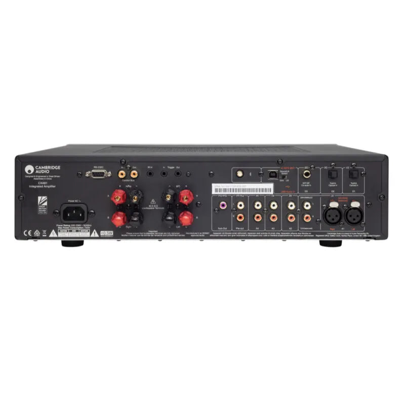 Cambridge Audio CXA81 MK II — Grigio, retro con ingressi analogici e digitali e morsetti per i diffusori