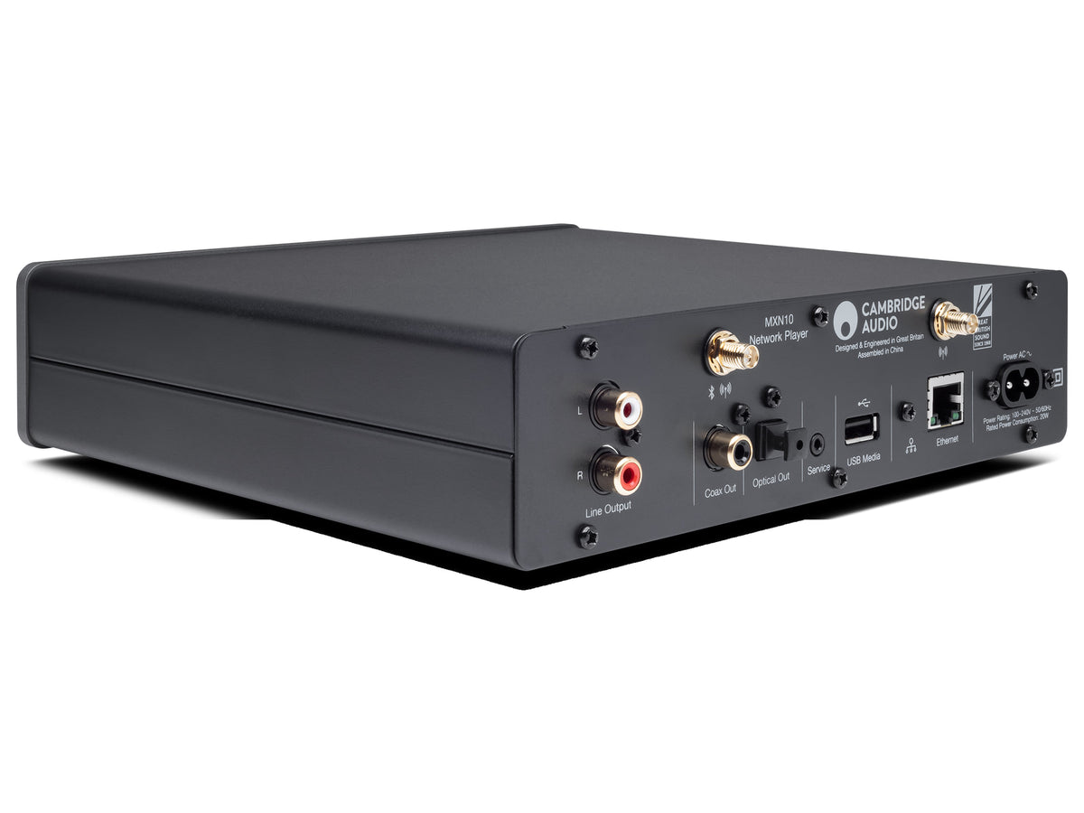 Cambridge Audio MXN10 — retro di 3/4 con le connessioni