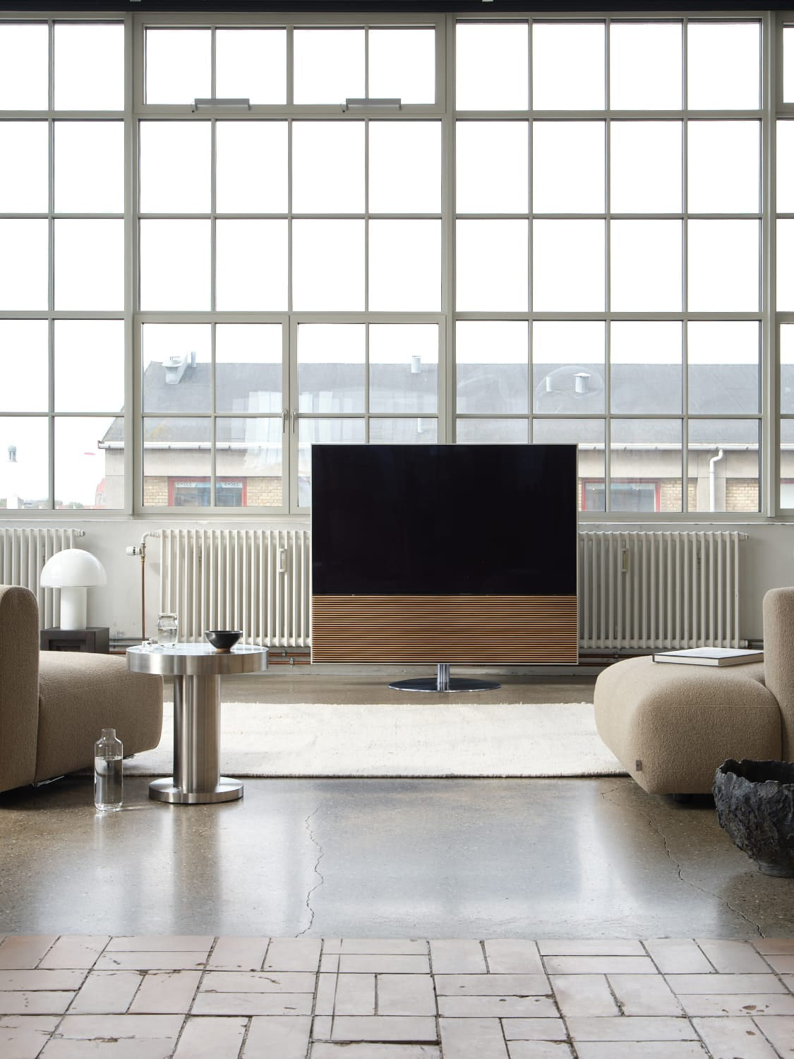 Canvas Hi-Fi Swivel Stand 55"-65" — Silver