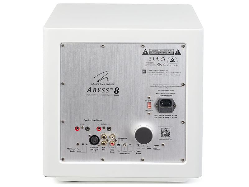 MartinLogan Abyss 8, Vista posteriore Finitura Bianco