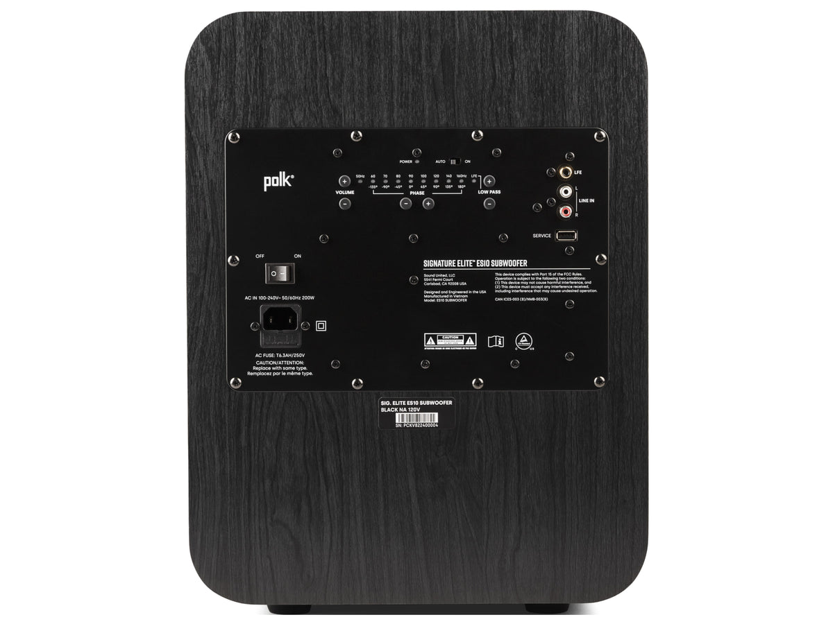 Polk Audio Signature Elite ES10 Subwoofer — Vista posteriore