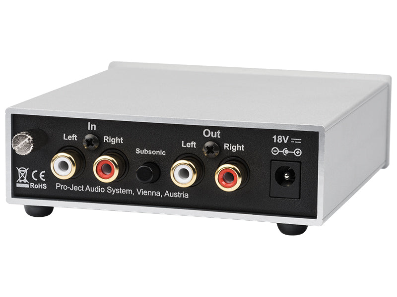 Pro-Ject Phono Box S2 Ultra, Vista posteriore Finitura Silver