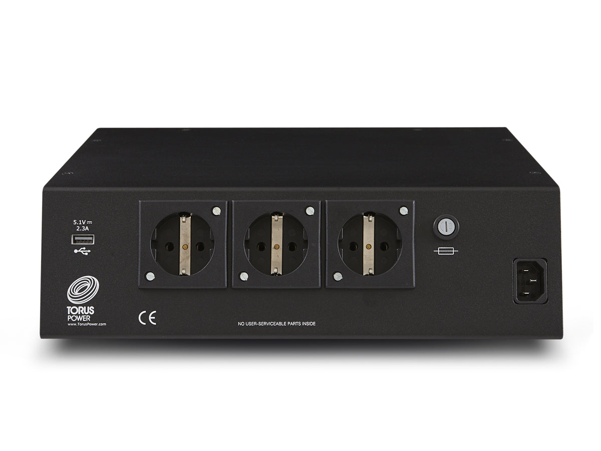 Torus Power TOT Mini CE SMSS, pannello posteriore con le tre prese Schuko