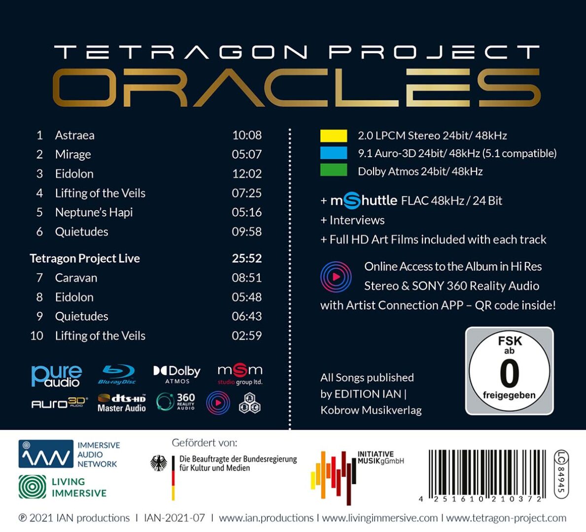 Tetragon Project – Oracles | Blu-ray Dolby Atmos, vista posteriore