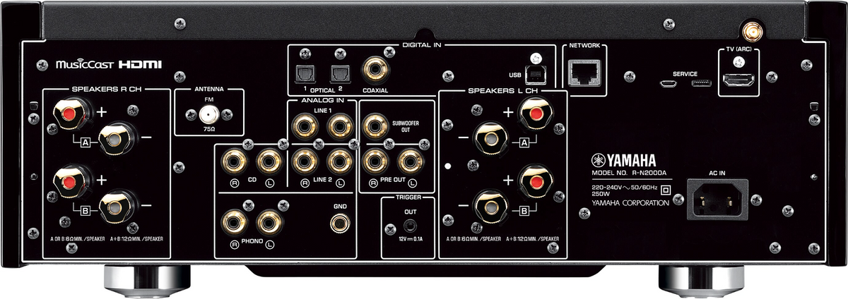 Yamaha R-N2000A — Vista posteriore