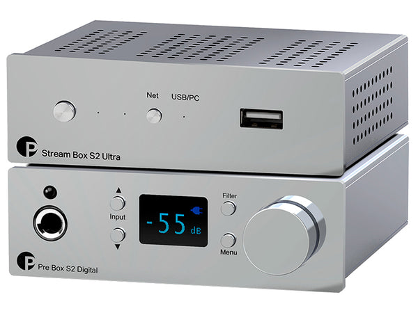 Pro-Ject Stream Box S2 Ultra &amp; Pre Box S2 Digital Chrome Set